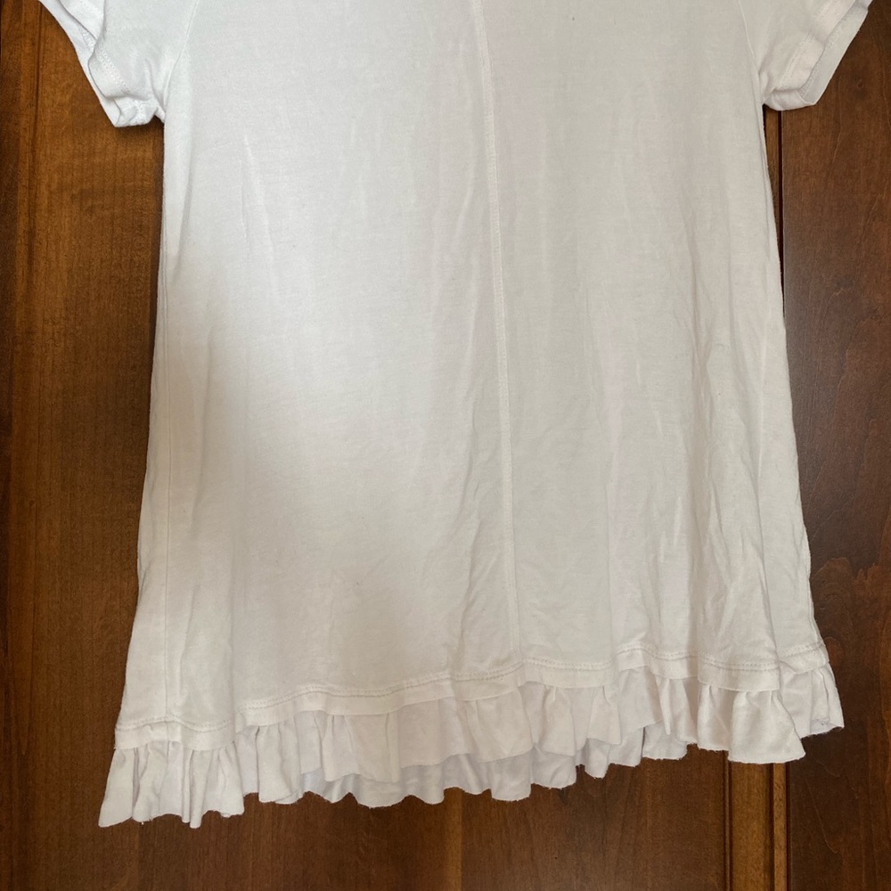 Plain white ruffle T